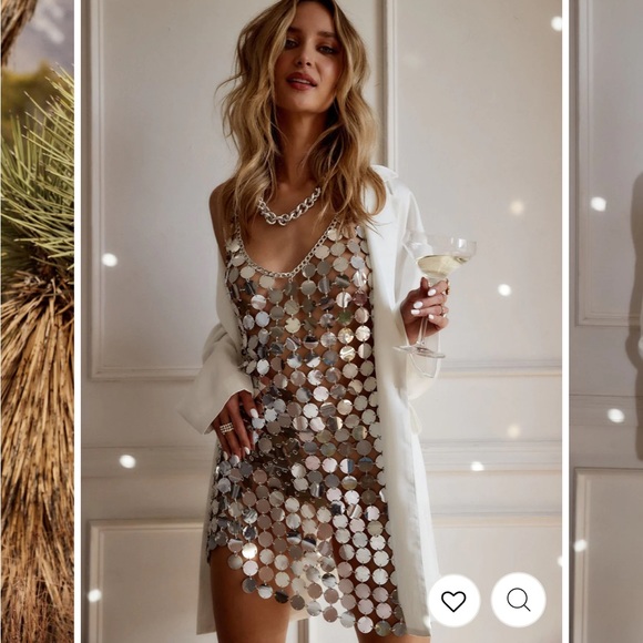 NWT 12th TRIBE - DIANA SILVER DISCO DRESS - LARGE - Picture 1 of 8